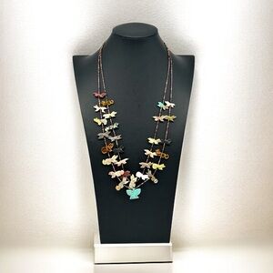 🌟 Vintage Native American Two-Strand Gemstone Fetish Necklace – 28” 🌟 Turquoise